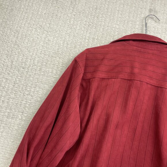 Vintage Pierre Cardin Faux Suede Dark Red Dress Shirt Men Size M Button Up - Picture 12 of 13